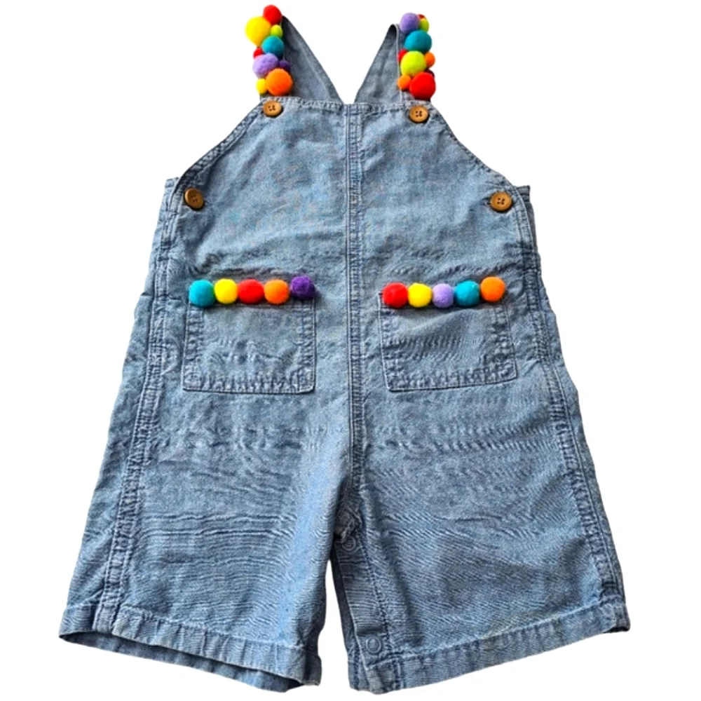 1st Birthday Set Pom Pom Overalls,Gingham Hat,Red Wooden 1 ,HighChair+Gift Table